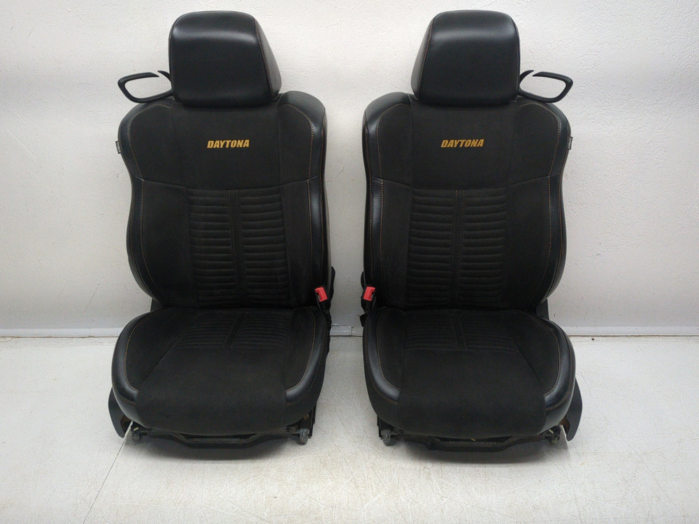 2008 - 2024 Dodge Challenger Daytona Seats, Black Suede w/ Orange Stitch #1598 | Picture # 3 | OEM Seats