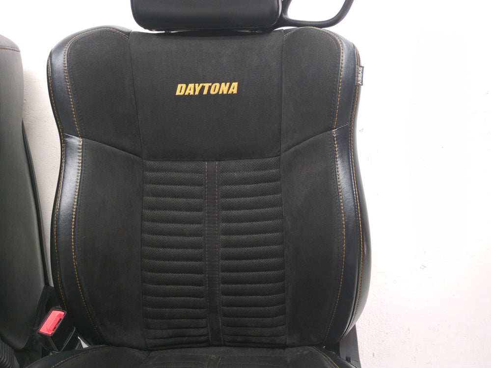 2008 - 2024 Dodge Challenger Daytona Seats, Black Suede w/ Orange Stitch #1598 | Picture # 5 | OEM Seats