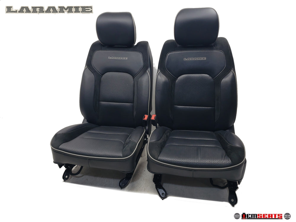 2019 - 2024 Dodge Ram Laramie Front Seats, Black Leather Suede, 1500 DT #1753 | Picture # 1 | OEM Seats