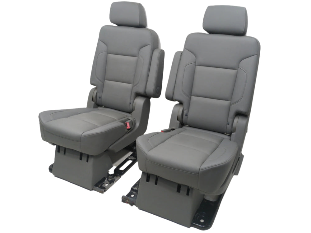 2015 - 2020 Chevy GMC Yukon XL Suburban 2nd Row Bucket Seats, Gray Leather #1761 | Picture # 1 | OEM Seats