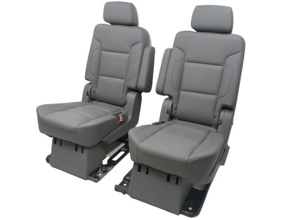 2015 - 2020 Chevy GMC Yukon XL Suburban 2nd Row Bucket Seats, Gray Leather #1761