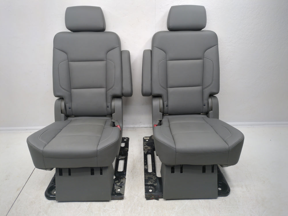 2015 - 2020 Chevy GMC Yukon XL Suburban 2nd Row Bucket Seats, Gray Leather #1761 | Picture # 3 | OEM Seats