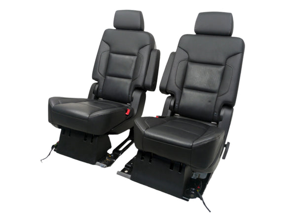 2015 - 2020 Chevy Tahoe GMC Yukon Second Row Bucket Seats, Black Leather #1794