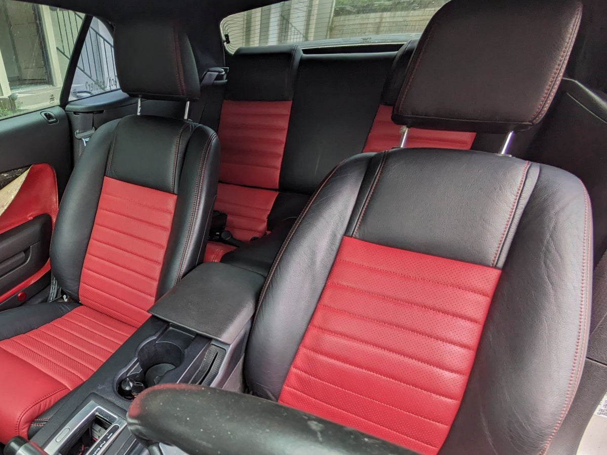Ford Mustang Red & Black Katzkin Leather Seats - Driver Side 