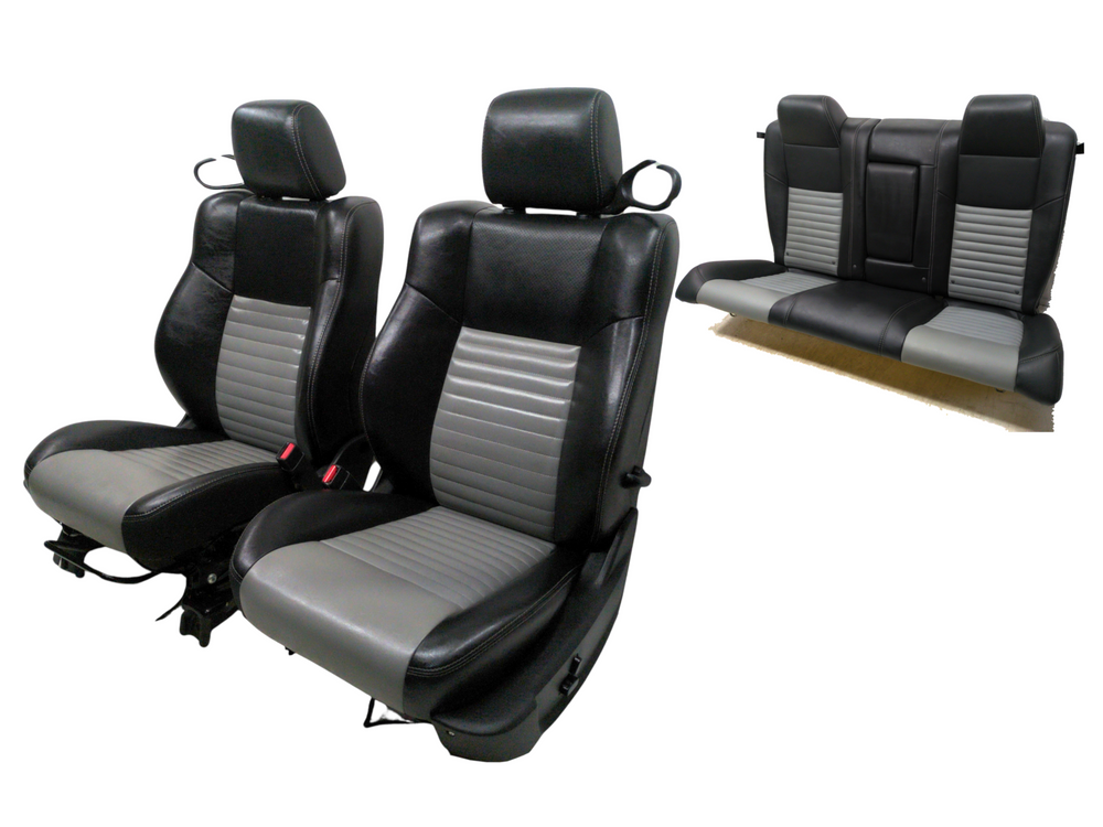 2008 - 2010 Dodge Challenger Seats, Front & Rear, Black & Gray Leather #1778 | Picture # 1 | OEM Seats