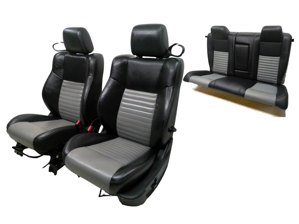 2008 - 2010 Dodge Challenger Seats, Front & Rear, Black & Gray Leather #1778